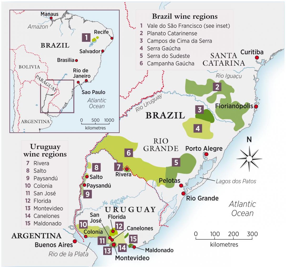 Bản đồ của Uruguay rượu
