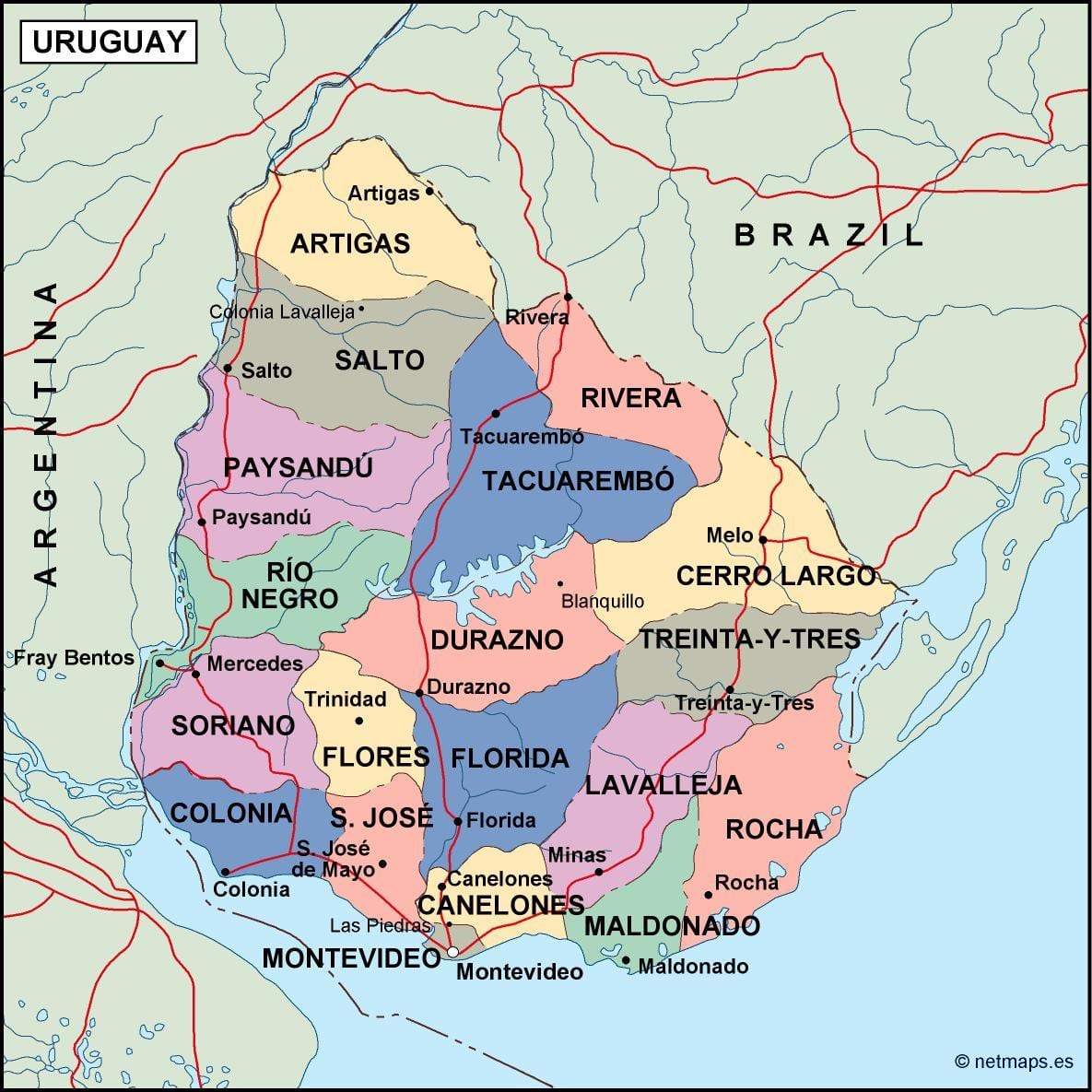 Bản đồ của hoang Uruguay