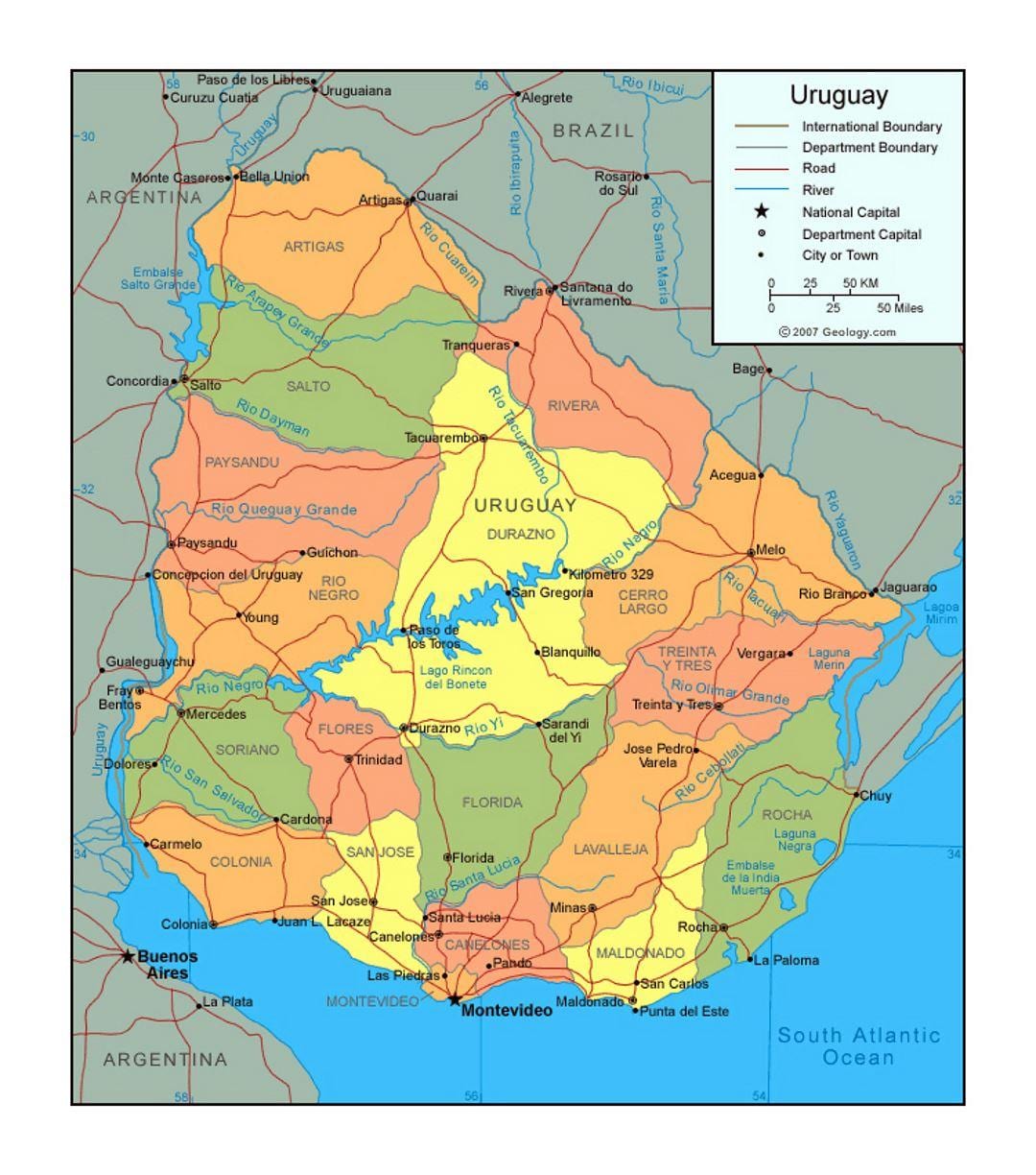 Bản đồ của Uruguay chính trị