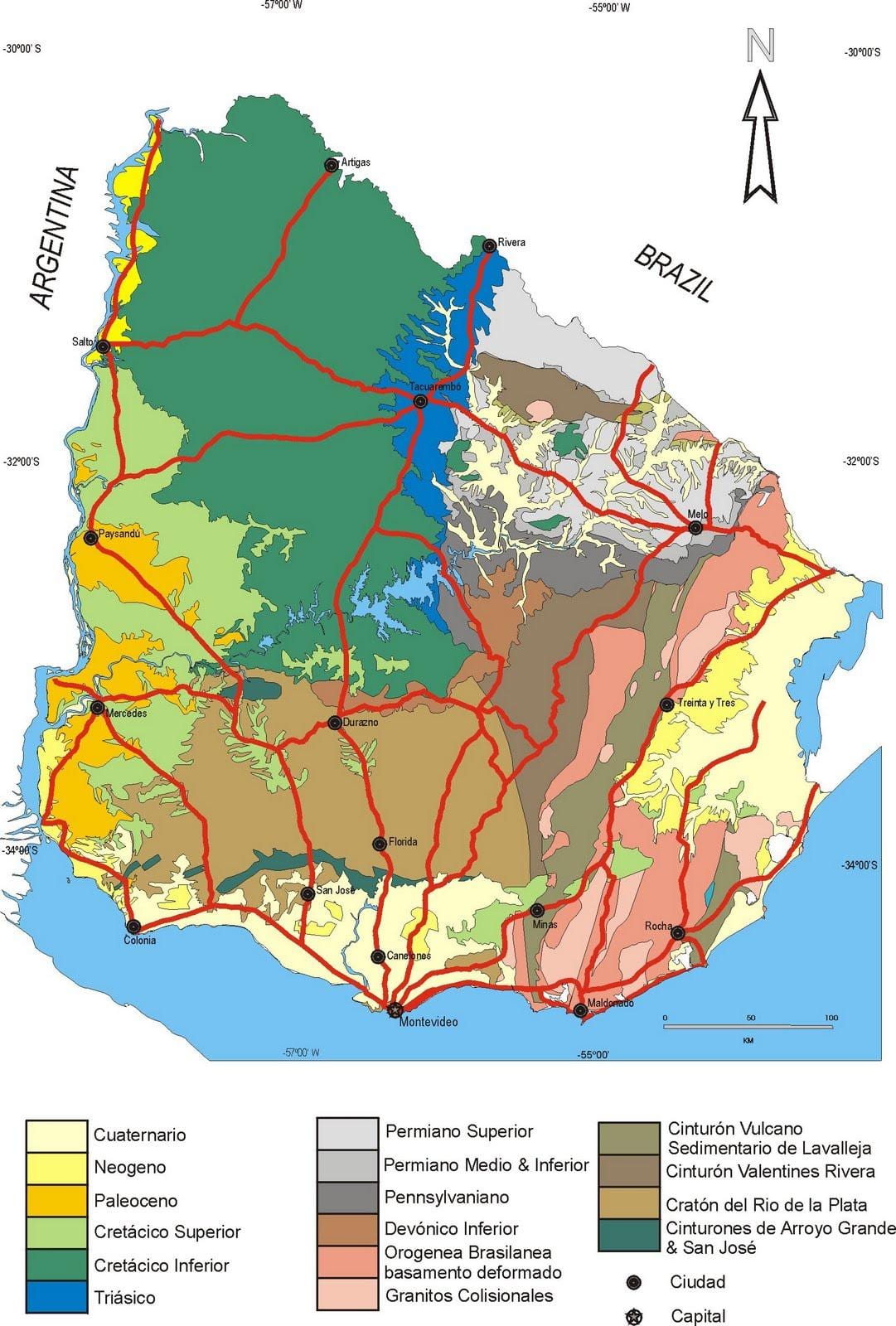 Bản đồ của Uruguay khí hậu