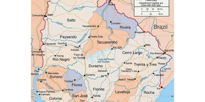 Bản đồ của Uruguay với thàn