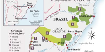 Bản đồ của Uruguay rượu