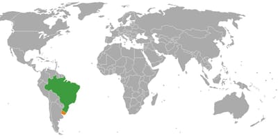 Uruguay vị trí trên bản đồ thế giới